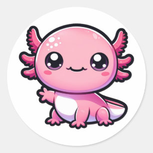 Sticker Rond Bonjour à mignon Axolotl