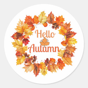 Sticker Rond Bonjour Automne – Conception de saison automnale c