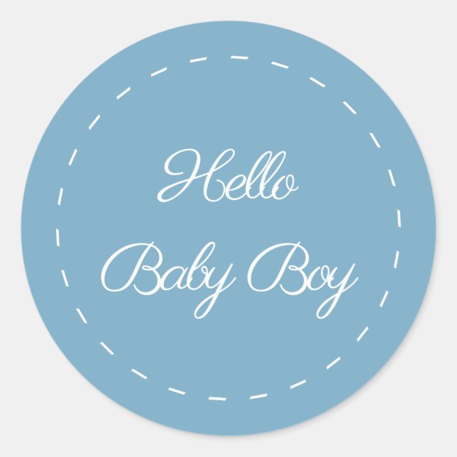 Sticker Rond Bonjour bébé garçon (Devant)
