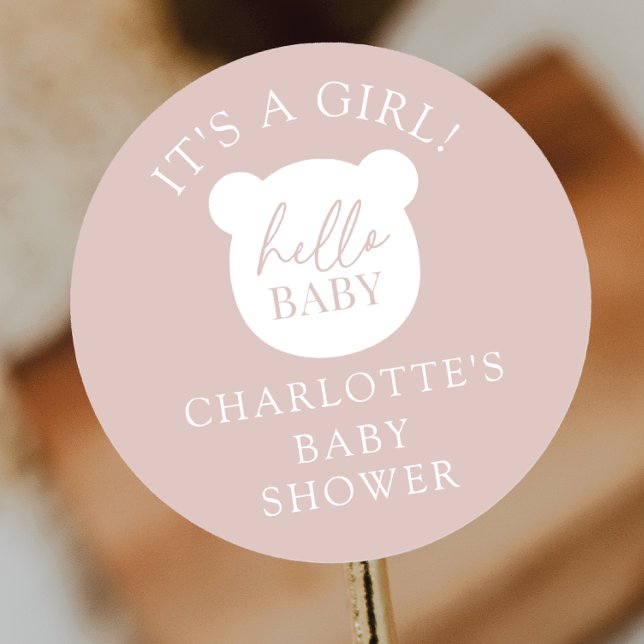 Sticker Rond Bonjour bébé ours C'est un garçon (Créateur téléchargé)