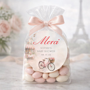 Sticker Rond Bonjour Bébé Paris Baby Shower 