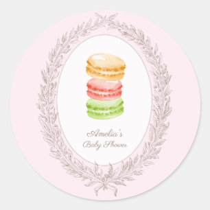Sticker Rond Bonjour Bebe Pâtisserie Française Macarons