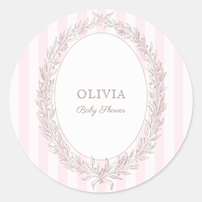 Sticker Rond Bonjour Bebe Pâtisserie française Pink Stripe (Devant)