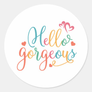Sticker Rond Bonjour belle multicolore