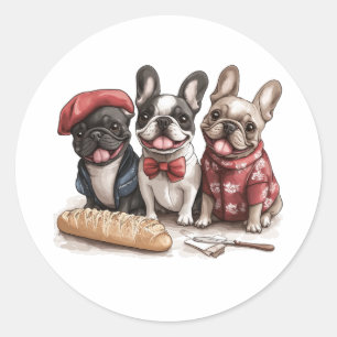 Sticker Rond Bonjour Bouledogues Français