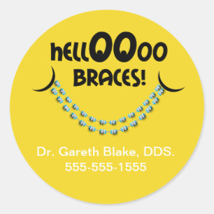 Sticker Rond Bonjour Braces Patient Orthodontiste Personnalisé