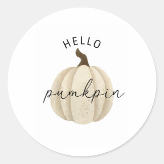 Sticker Rond Bonjour Citrouille - Automne, automne