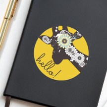Bonjour ! - Cool Funky Jaune Paisley Giraffe