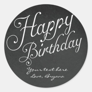 Sticker Rond BONJOUR D'ANNIVERSAIRE type Chalkboard Chalk Stick