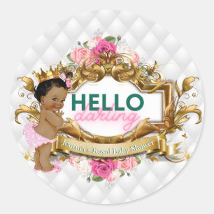 Sticker Rond Bonjour Darling Royal African Princess Rose & Vert