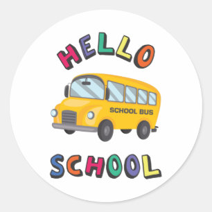 Sticker Rond Bonjour école