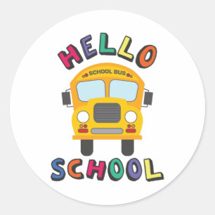 Sticker Rond Bonjour école