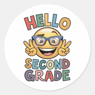 Sticker Rond Bonjour Enseignant de deuxième année 2e année écol