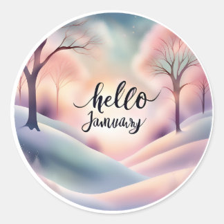 Sticker Rond Bonjour janvier