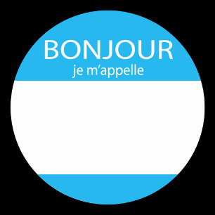 Sticker Rond Bonjour je m'appelle Le hello français