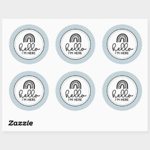 Sticker Rond Bonjour je suis ici Bébé jalon