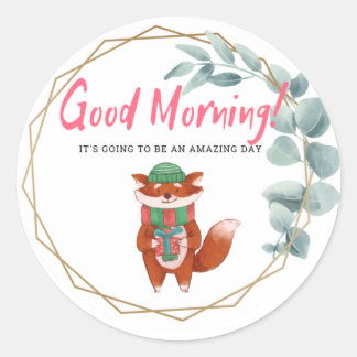 Sticker Rond Bonjour, jour extraordinaire.