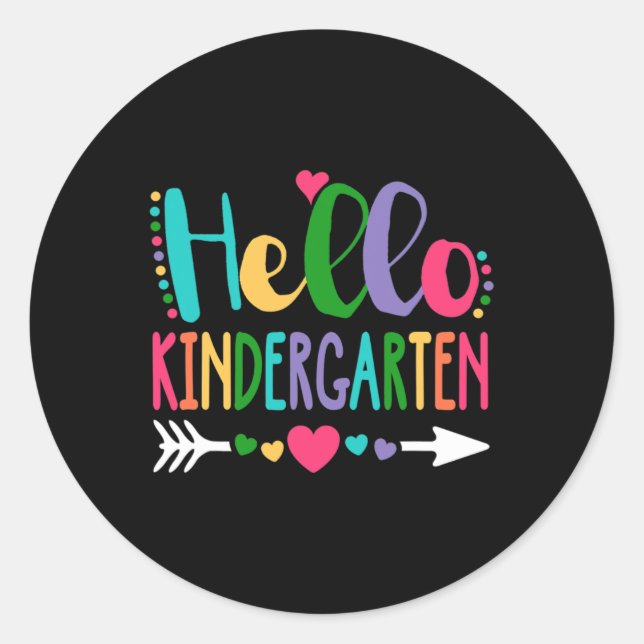 Sticker Rond Bonjour Maternelle Étudiante Enseignante Coeur de  (Devant)