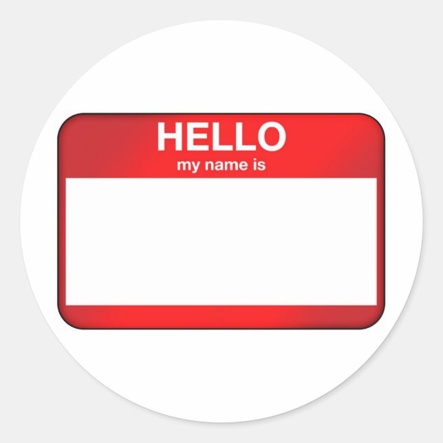Sticker Rond Bonjour Mon Nom Est... (Devant)