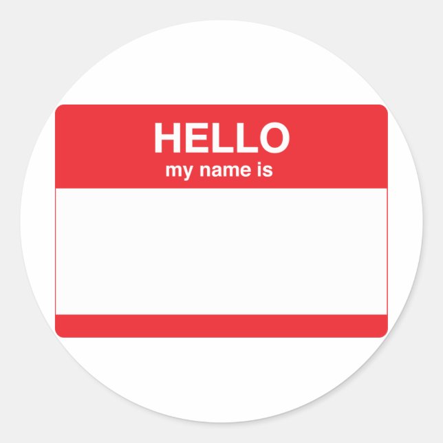 Sticker Rond Bonjour, mon nom est (votre texte) (Devant)