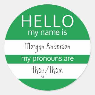 Sticker Rond BONJOUR Personnalisé Mon nom Pronounounes est