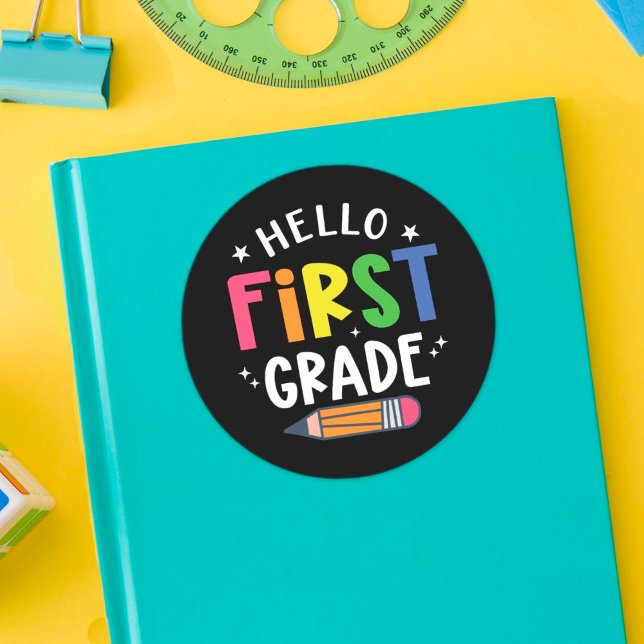 Sticker Rond Bonjour première année de retour à l'école (Créateur téléchargé)