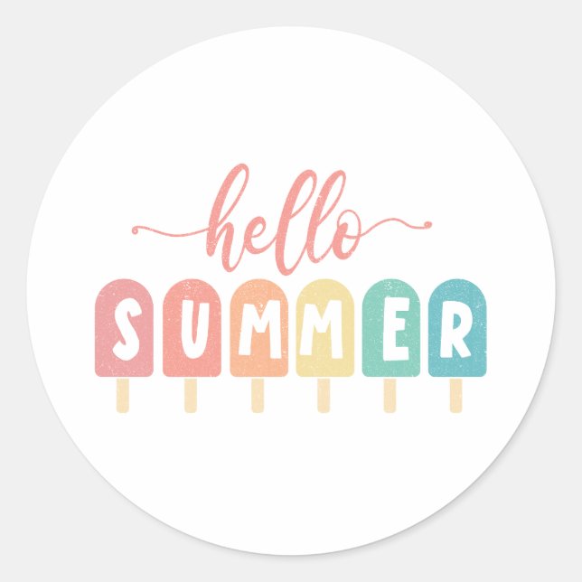 Sticker Rond Bonjour Summer Pastel Popsicles (Devant)