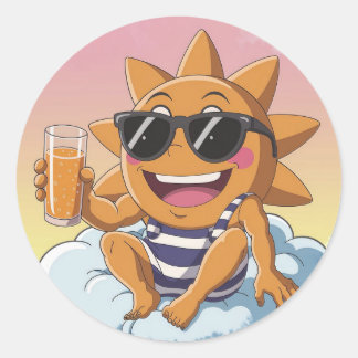 Sticker Rond Bonjour vacances d'été