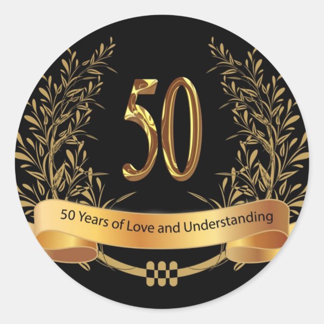 Sticker Rond Bonne 50e anniversaire de Mariage Cartes de voeux (Devant)