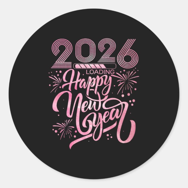 Sticker Rond Bonne année 2026 Chargement Fireworks Premium (Devant)