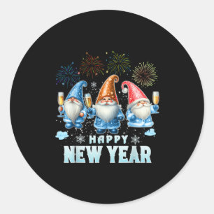 Sticker Rond Bonne année 2026 Fête de famille Gnomes Nouvel An