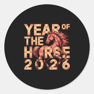 Sticker Rond Bonne Année Chinoise Du Cheval 2026 Lunar Zod