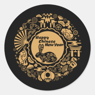 Sticker Rond Bonne année chinoise du lapin