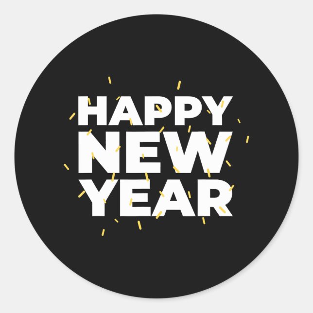 Sticker Rond Bonne année Confetti NYE Nouvel An Réveillon (Devant)