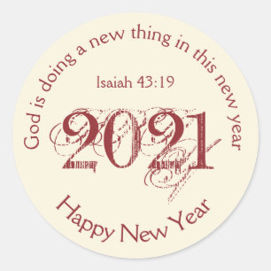 Sticker Rond Bonne année   DIEU FAISANT UNE NOUVELLE CHOSE   Cr