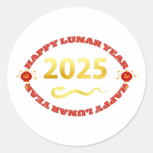 Sticker Rond Bonne année lunaire 2025 (Devant)