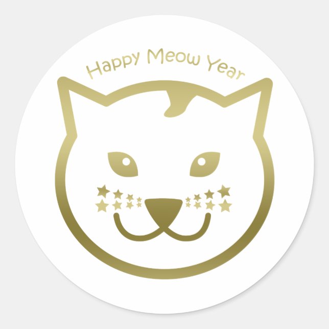 Sticker Rond Bonne année Meow - Couleur arrière - plan personna (Devant)
