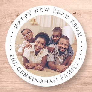 Sticker Rond Bonne Année Moderne Simple Chic Photo de Famille