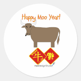 Sticker Rond Bonne année Moo