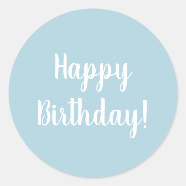 Sticker Rond Bonne Anniversaire Bleu clair Typographie blanche (Devant)