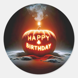 Sticker Rond Bonne bougie Jack-o-lanterne pour anniversaire