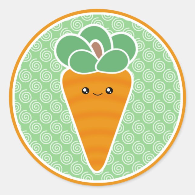 Sticker Rond Bonne Carotte Kawaii (Devant)