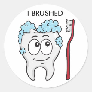 Sticker Rond Bonne dent et brosse