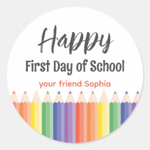 Sticker Rond Bonne école de premier jour