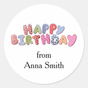 Sticker Rond Bonne fête d'anniversaire personnalisable