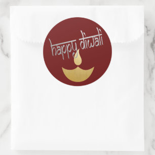 Sticker Rond Bonne Fête De Lumière De Diwali