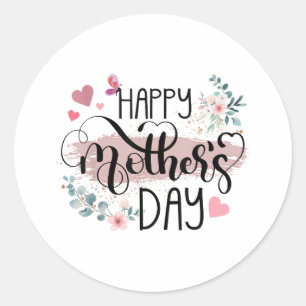 Sticker Rond Bonne fête des mères 2025 mignonne florale pour le