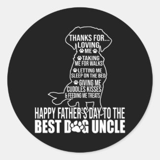 Sticker Rond Bonne Fête des pères Au Meilleur Oncle Chien Fier