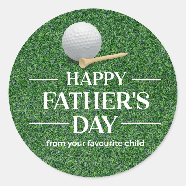 Sticker Rond Bonne Fête des pères pour Golfer Golf Papa (Devant)