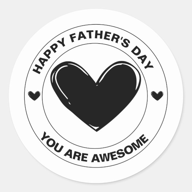 Sticker Rond Bonne Fête des pères Vous êtes fantastique Coeurs  (Devant)